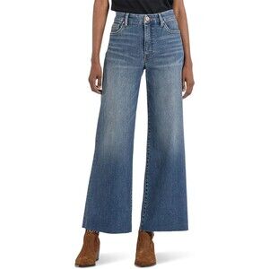 Kut From The Kloth Meg Fab Ab Wide Leg High Rise Jean Stretchy Sz 0P Boho Chic